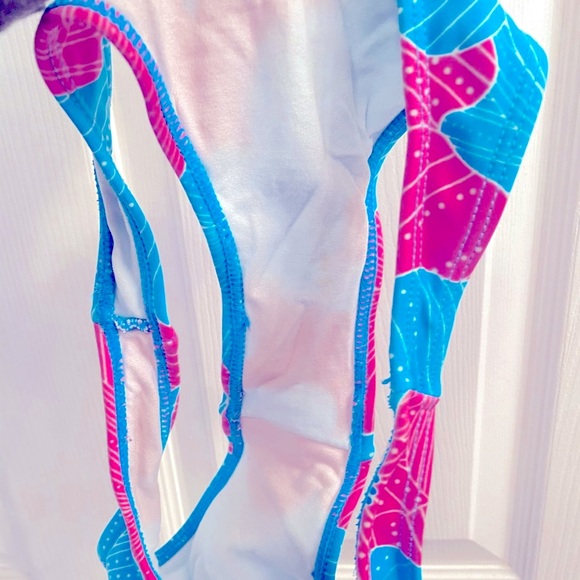 PINK AND BLUE FLORAL BATHING SUIT BIKINI BOTTOMS - Picture 3 of 3